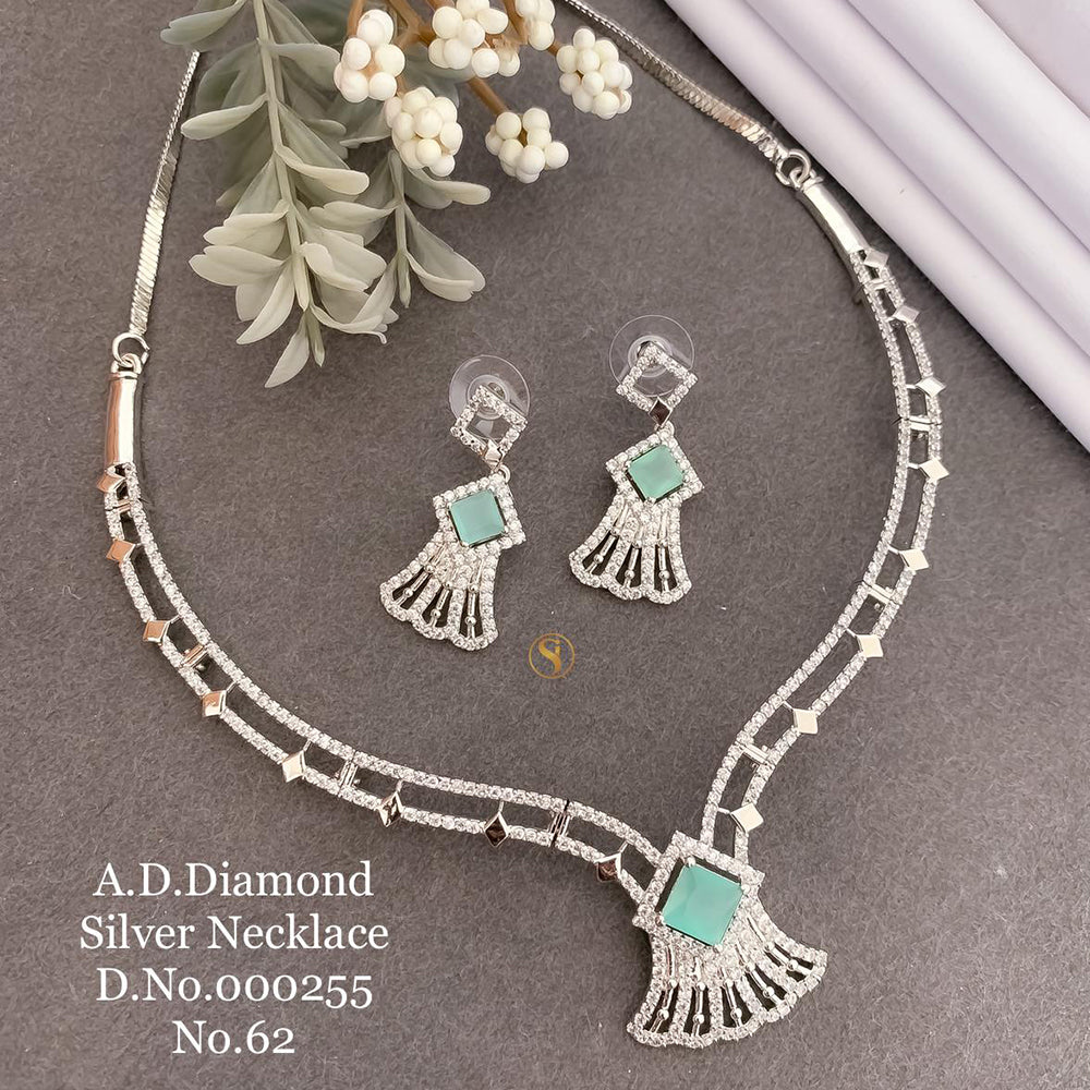 Shrijicreation Silver Plated AD Stone Necklace Set