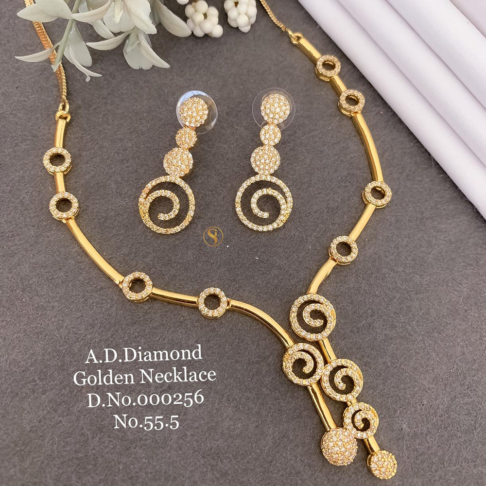 Shrijicreation Gold Plated AD Stone Necklace Set