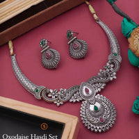 Shrijicreation Oxidised Plated Pota Stone Necklace Set