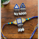 Shrijicreation Oxidised Plated Mirror And Shell Handmade Necklace Set