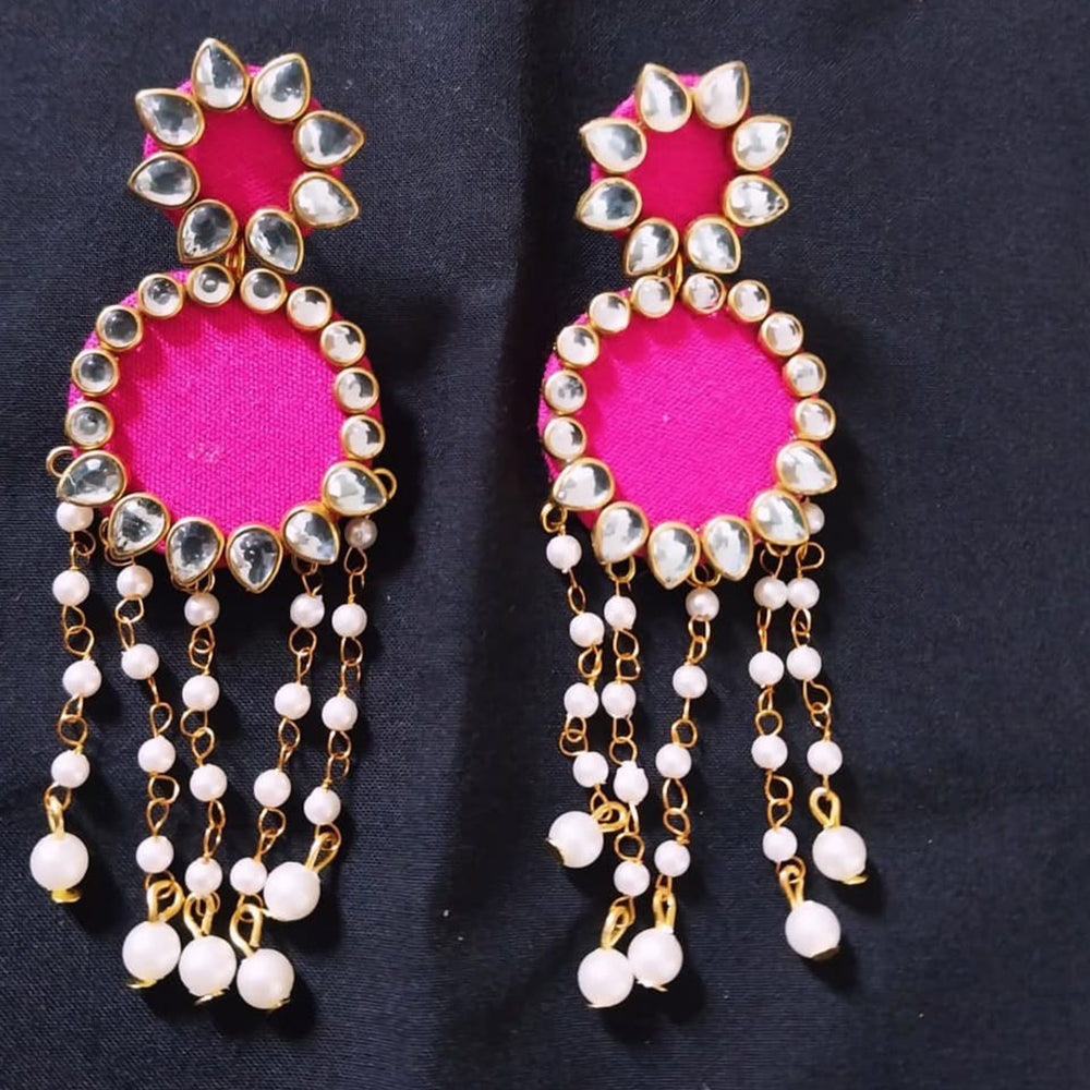 Shrijicreation Gold Plated Handmade Kundan Stone And Pearl Dangler Earrings