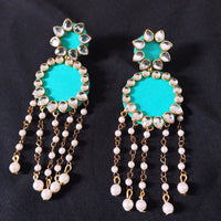 Shrijicreation Gold Plated Handmade Kundan Stone And Pearl Dangler Earrings