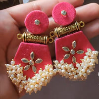 Shrijicreation Gold Plated Handmade Pearl Dangler Earrings