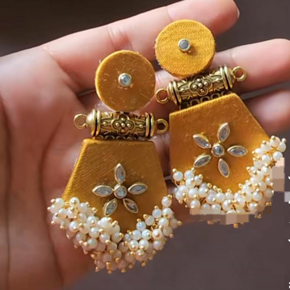 Shrijicreation Gold Plated Handmade Pearl Dangler Earrings