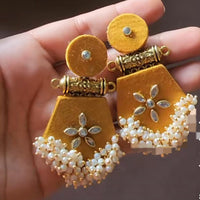 Shrijicreation Gold Plated Handmade Pearl Dangler Earrings