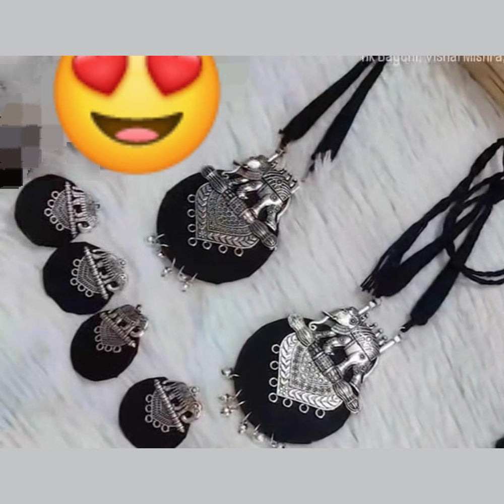 Shrijicreation Oxidised Plated Handmade Elephant Necklace Set (1 Set Only)