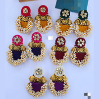 Shrijicreation Gold Plated Kundan Stone And Pearls Dangler Earrings