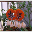 Shrijicreation Ethnic Oxidised Plated Mirror Work Handmade And Shell Dangler Earrings