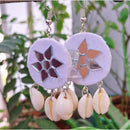 Shrijicreation Ethnic Oxidised Plated Mirror Work Handmade And Shell Dangler Earrings