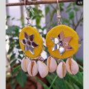Shrijicreation Ethnic Oxidised Plated Mirror Work Handmade And Shell Dangler Earrings