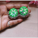 Shrijicreation Ethnic Oxidised Plated Mirror Work Handmade And Pearl Dangler Earrings