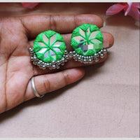 Shrijicreation Ethnic Oxidised Plated Mirror Work Handmade And Pearl Dangler Earrings