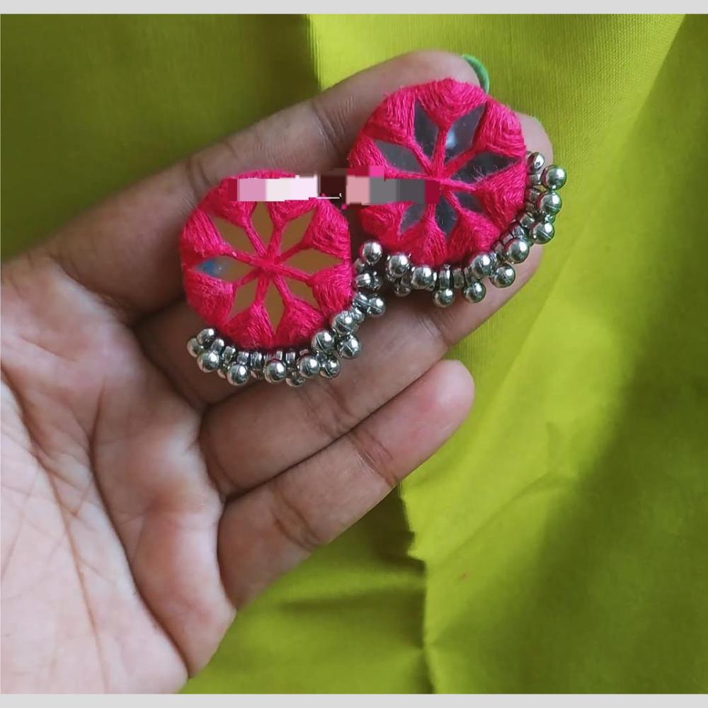 Shrijicreation Ethnic Oxidised Plated Mirror Work Handmade And Pearl Dangler Earrings