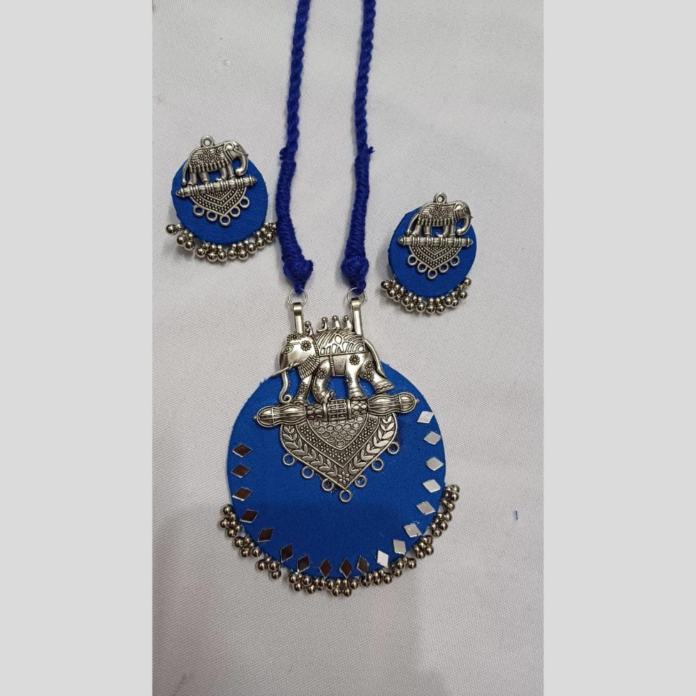 Shrijicreation Ethnic Oxidised Plated Mirror Work And Elephant Design Necklace Set