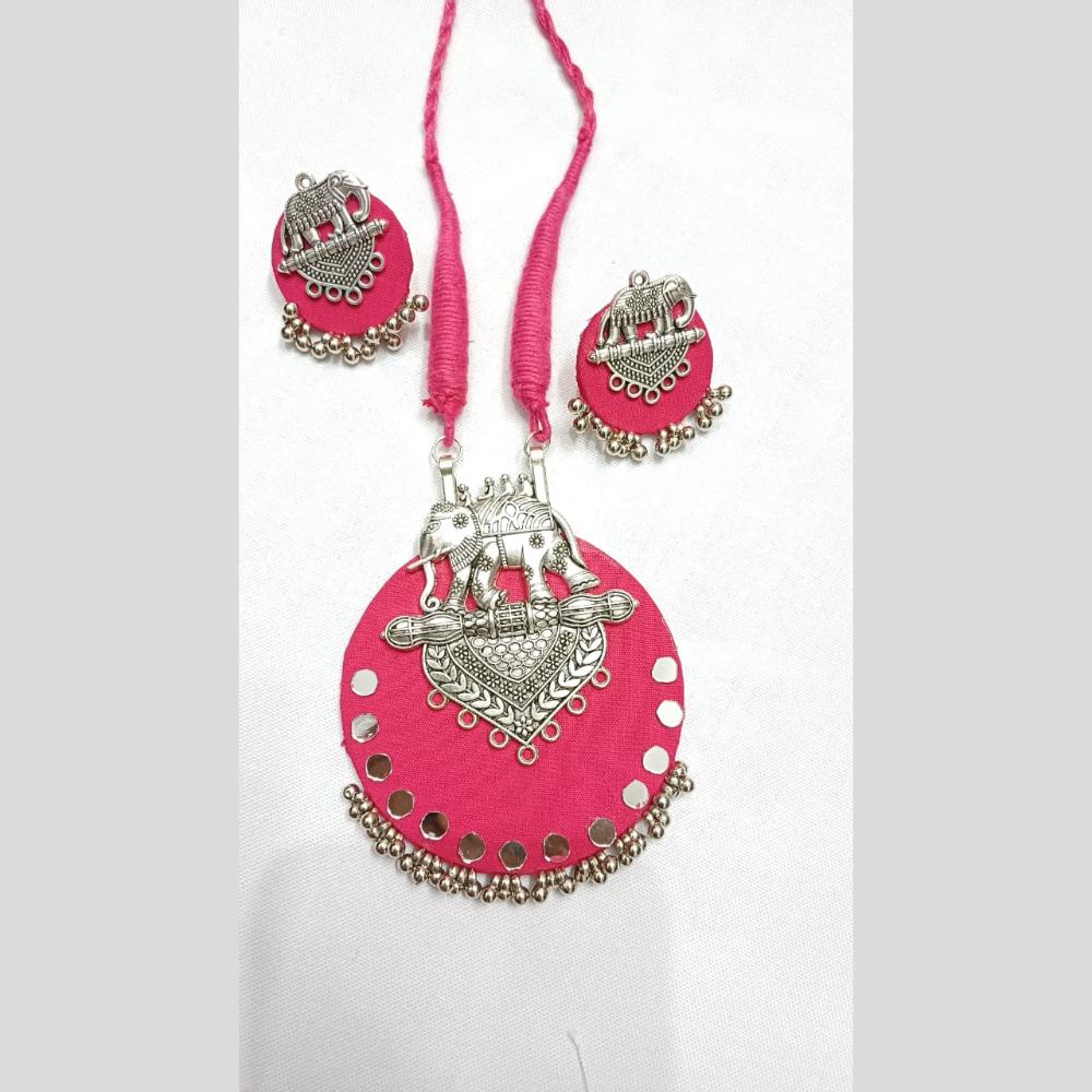 Shrijicreation Ethnic Oxidised Plated Mirror Work And Elephant Design Necklace Set