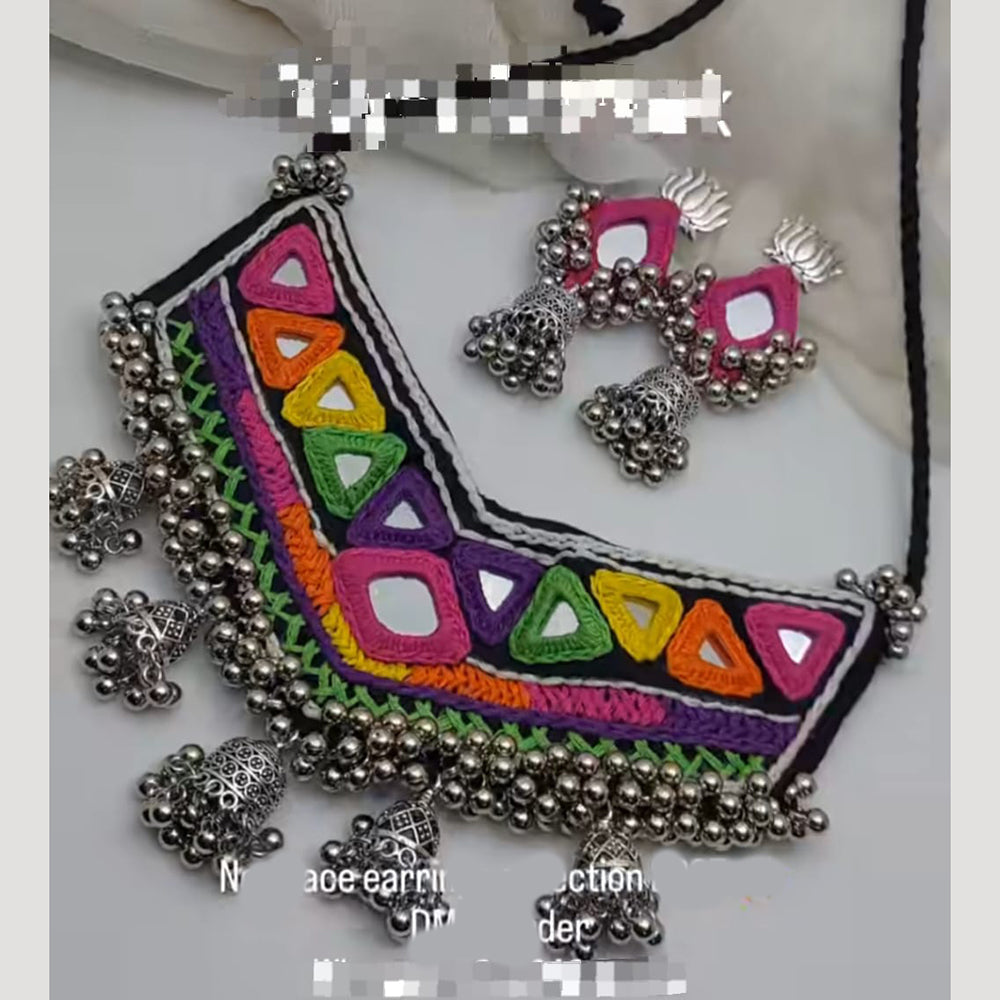 Shrijicreation Handmade Oxidised Plated Mirror Necklace Set