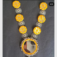 Shrijicreation Oxidised Mirror Embellished Long Necklace Jewellery Set