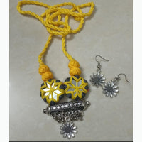 Shrijicreation Earthy Glam Oxidised Plated Mirror Necklace Set