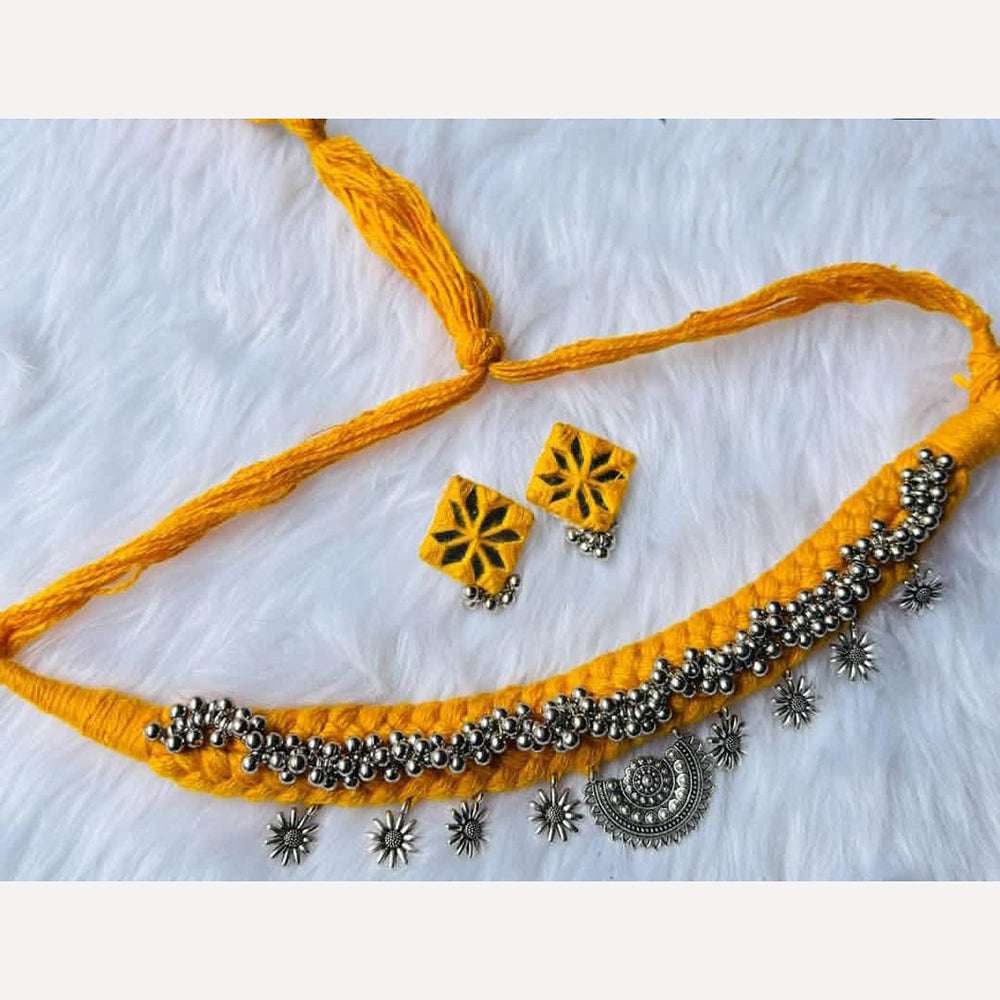 Shrijicreation Rustic Charm Oxidised Plated Mirror Necklace Set