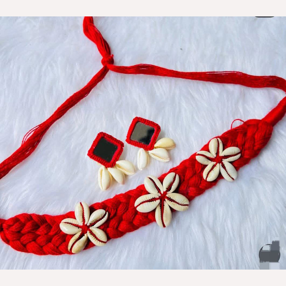 Shrijicreation Handcrafted Oxidised Plated Mirror And Shell Necklace Set