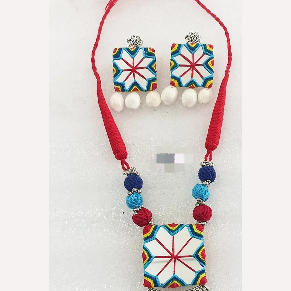 Shrijicreation Handcrafted Oxidised Plated Mirror And Shell Necklace Set