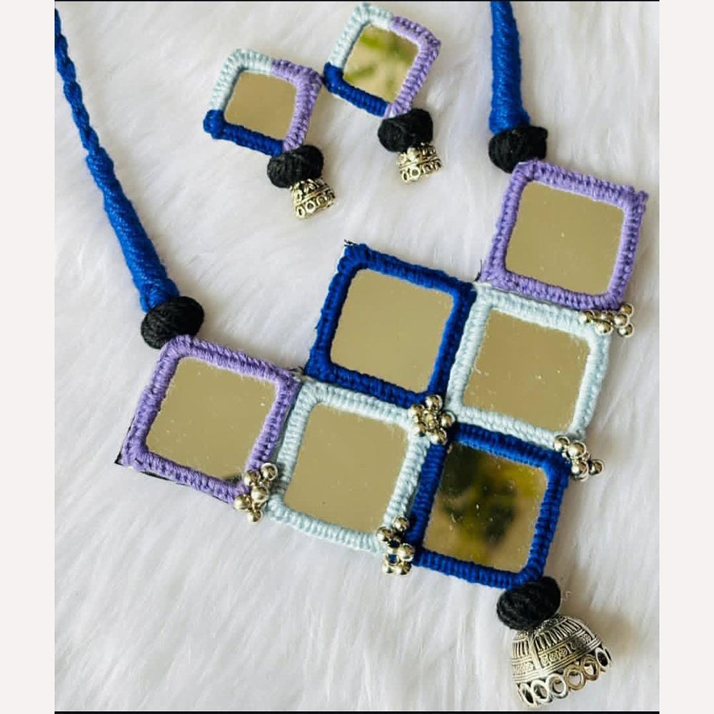 Shrijicreation Rustic Charm Oxidised Plated Mirror Necklace Set