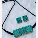 Shrijicreation Rustic Charm Oxidised Plated Mirror Necklace Set
