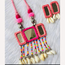 Shrijicreation Handcrafted Oxidised Plated Mirror And Shell Necklace Set
