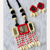 Shrijicreation Handcrafted Oxidised Plated Mirror And Shell Necklace Set