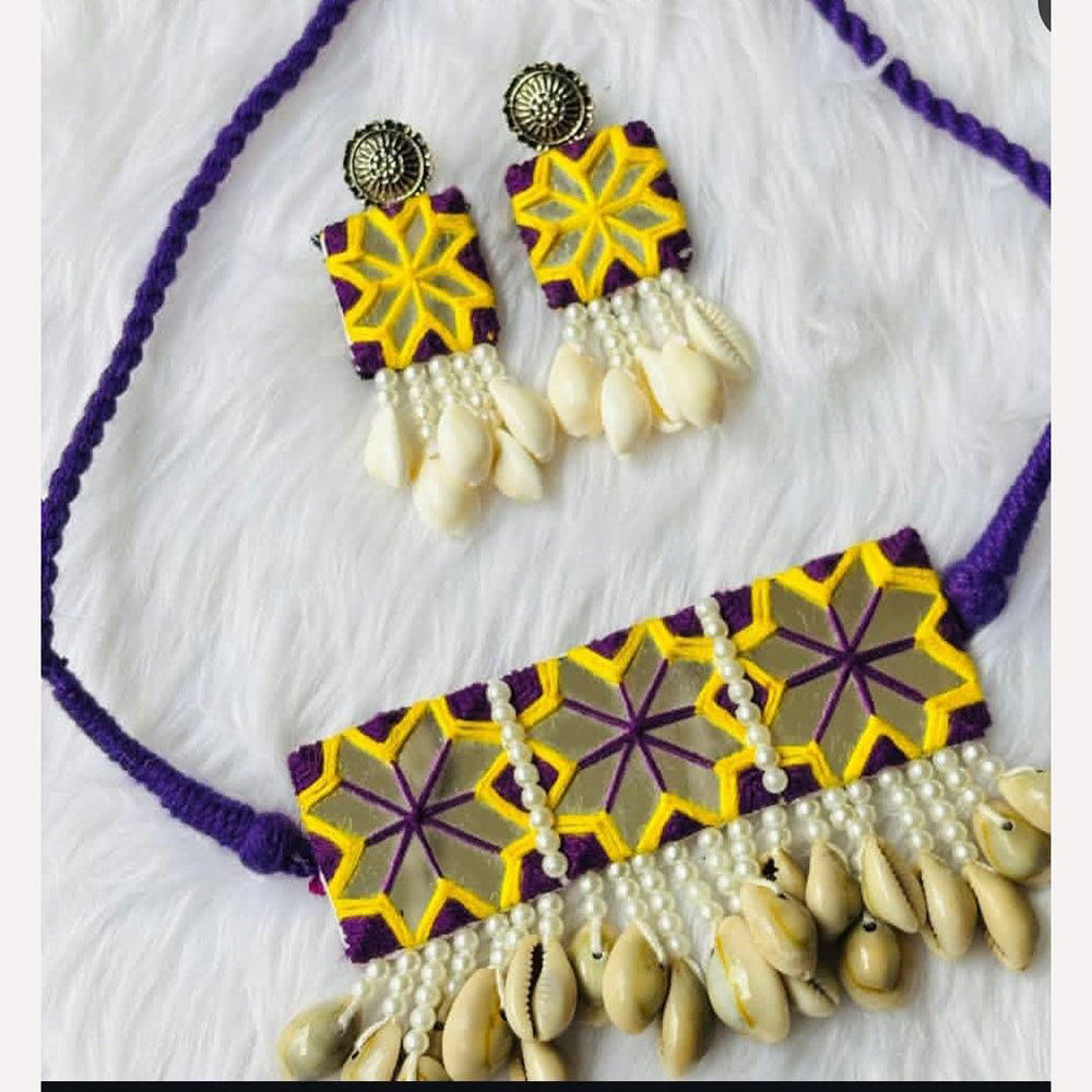 Shrijicreation Handcrafted Oxidised Plated Mirror And Shell Necklace Set