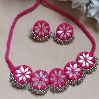 Shrijicreation Vintage Inspired Oxidised Mirror And Pearl Necklace Set