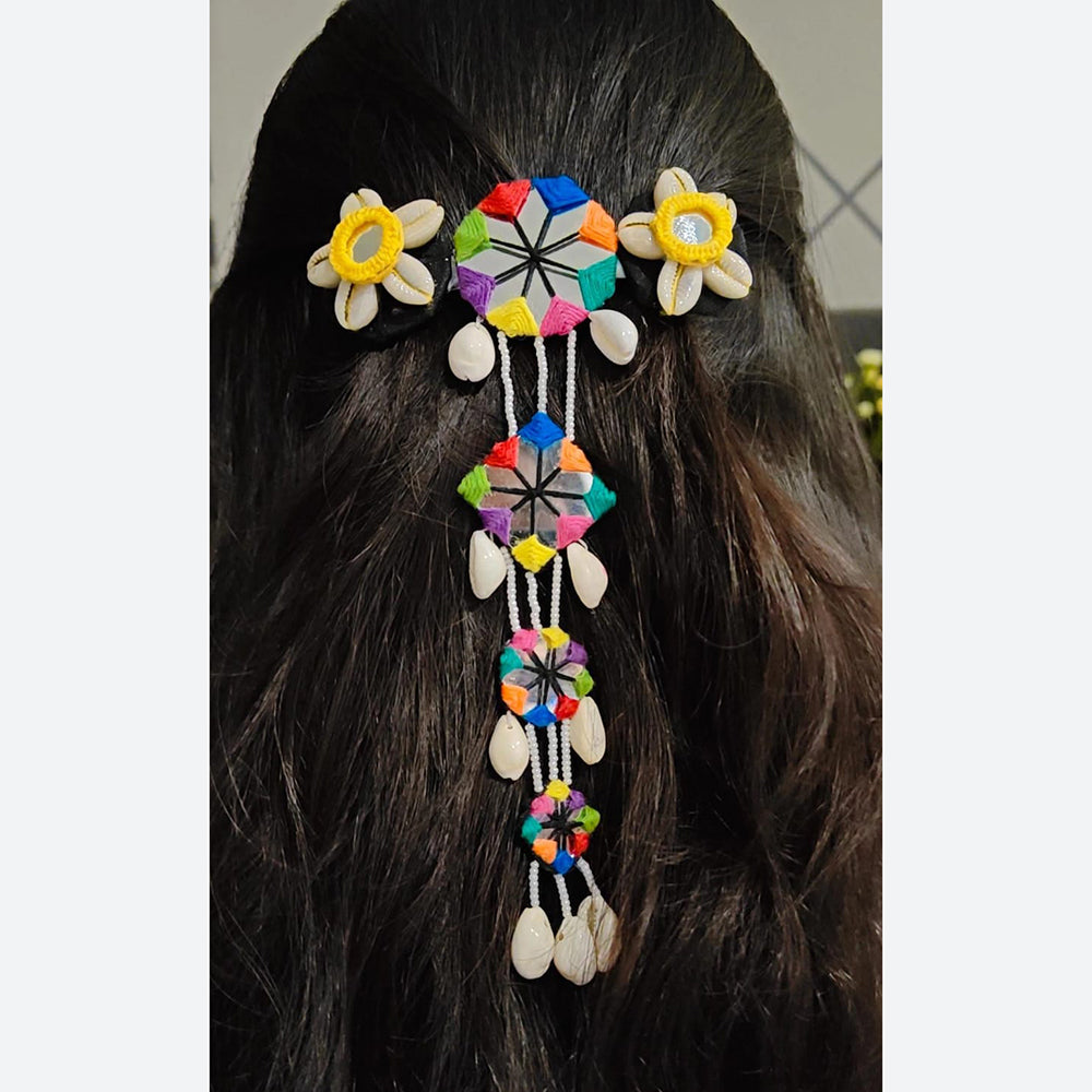 Shrijicreation Colorful Thread Mirror And Shell Handmade Hair Accessories