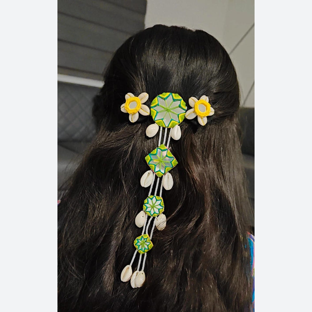Shrijicreation Colorful Thread Mirror And Shell Handmade Hair Accessories