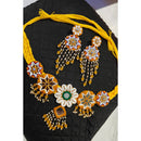 Shrijicreation Mirror Work And Pearl Shell Handcrafted Choker Necklace Set