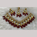 Palak Art Gold Plated  Kundan Stone And Beads Necklace Set