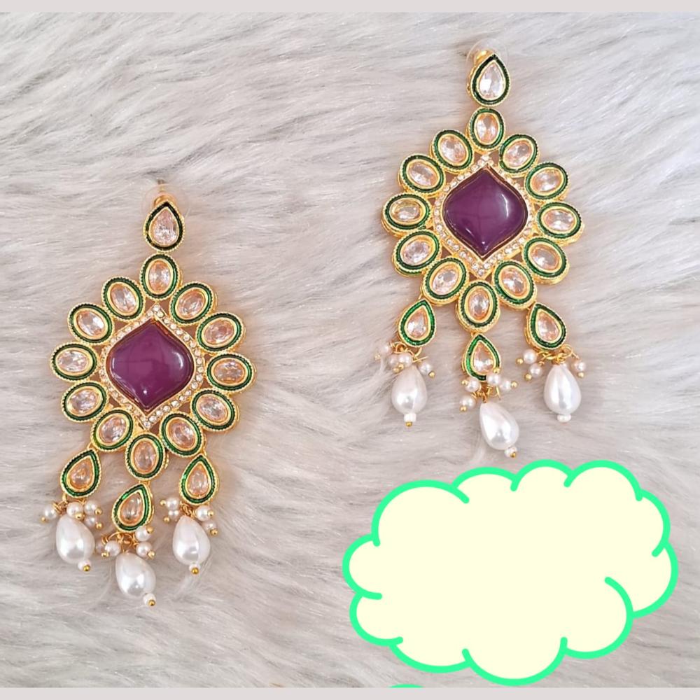 Palak Art  Gold Plated Crystal Stone Dangler Earrings