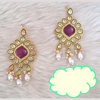 Palak Art  Gold Plated Crystal Stone Dangler Earrings