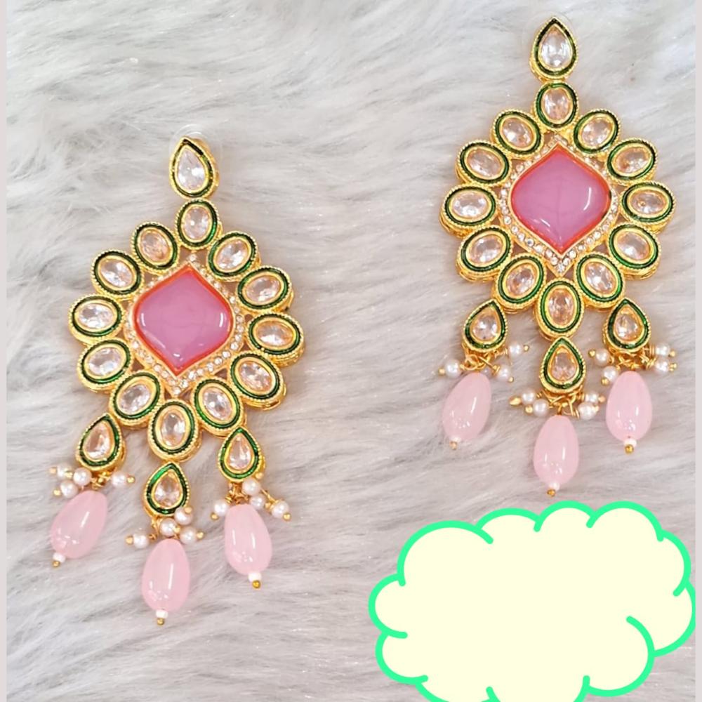 Palak Art  Gold Plated Crystal Stone Dangler Earrings