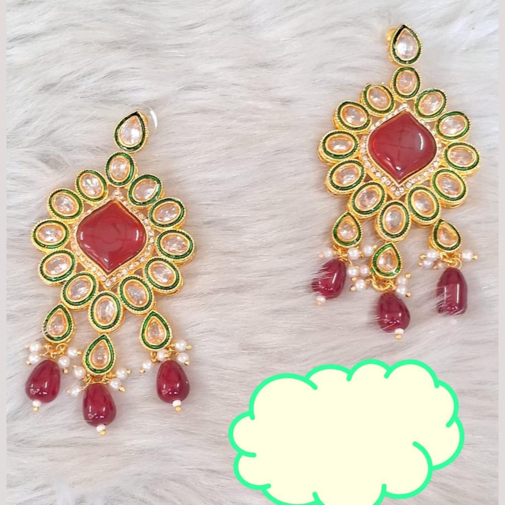 Palak Art  Gold Plated Crystal Stone Dangler Earrings