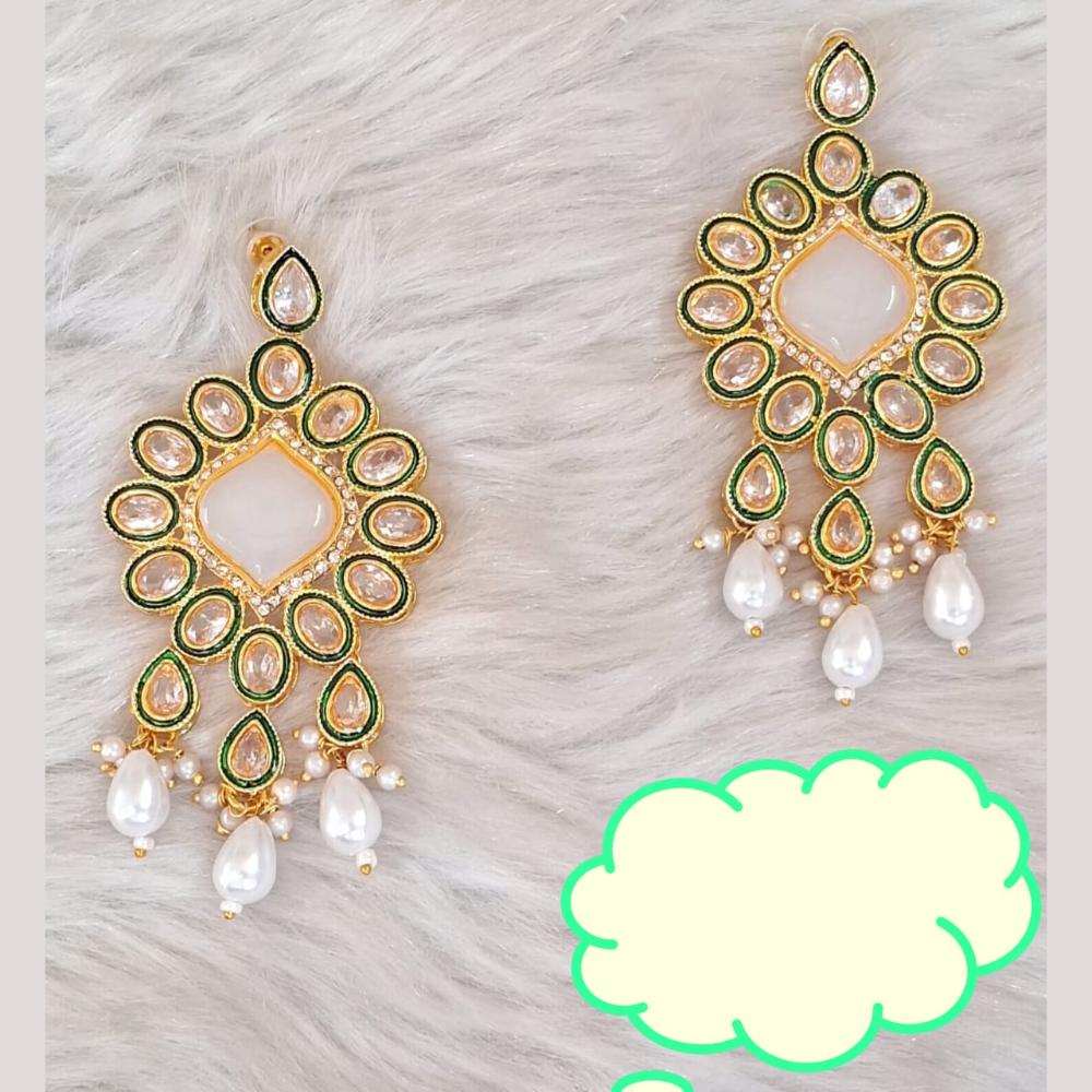 Palak Art  Gold Plated Crystal Stone Dangler Earrings