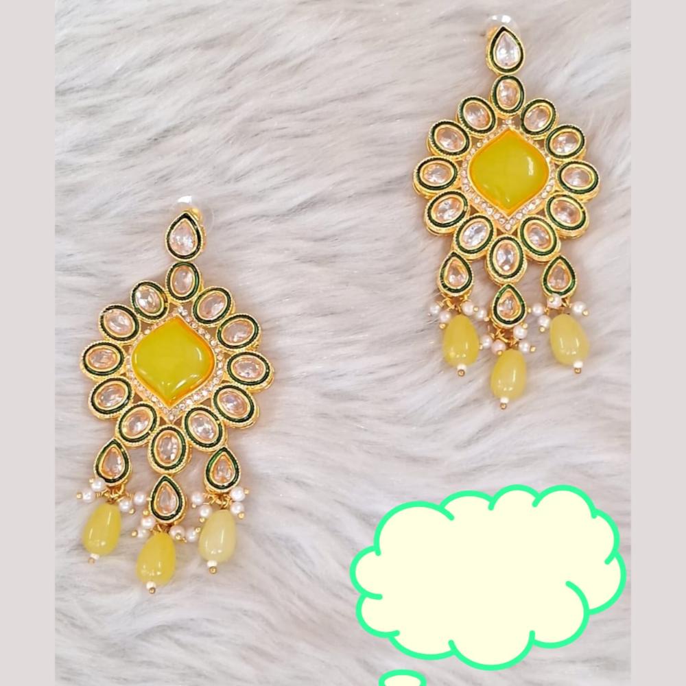 Palak Art  Gold Plated Crystal Stone Dangler Earrings