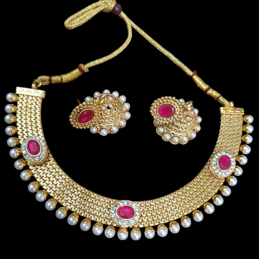  Palak Art Classic Austrain Stone And Pearl  Perfect for Traditional Outfits Necklace Set 