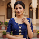 Palak Art Elegant Crystal Stone And Pearl Designer Long Necklace Set