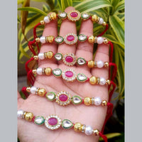 Palak Art Kundan Stone And Pearl Rakhi (Pack of 6)