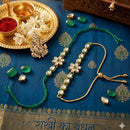 Palak Art Gold Plated Bhaiya And Bhabhi Kundan Stone Rakhi Combo