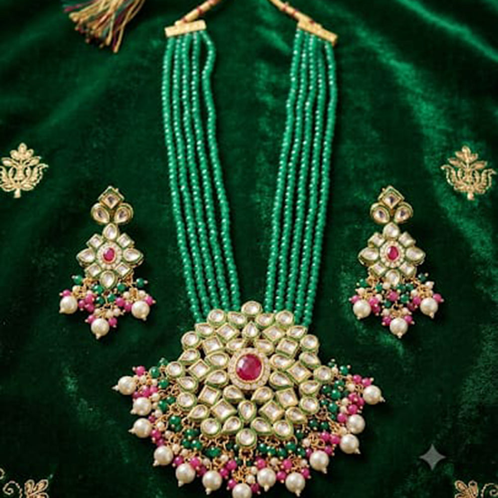 Palak Art Elegant Crystal Stone And Pearl Designer Necklace Set