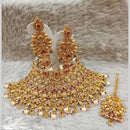 Star India Gold Plated Crystal Stone Pearl And Beads Choker Necklace Set
