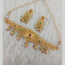Star India Gold Plated Pota Stone Pearl And Beads Choker Necklace Set