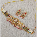 Star India Gold Plated Kundan Stone Pearl And Beads Choker Meenakari Necklace Set