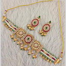 Star India Gold Plated Kundan Stone Pearl And Beads Choker Meenakari Necklace Set